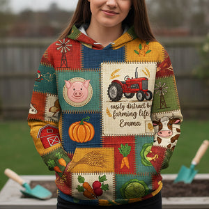Rustic Patchwork Farm Hoodie - Personalized Gifts For Farmer 03KITA211125