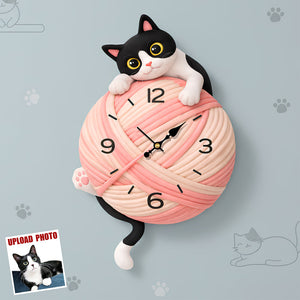 Cute Cat Custom Photo Acrylic Hanging Wall Clock - Gifts For Cat Lovers 04hudt271225