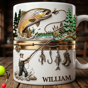 Hooked on Fishing White Coffee Mug - Personalized Gift For Fishing Lovers 02PALU201225