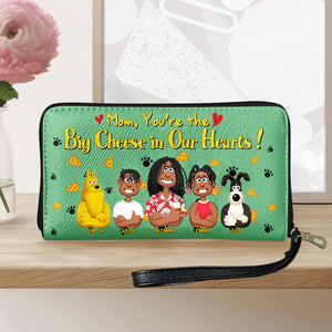 Personalized Gift For Mom Twill Faux Leather Wallet, Big Cheese In Our Heart 01XQLU070325PA - Leather Wallet - GoDuckee