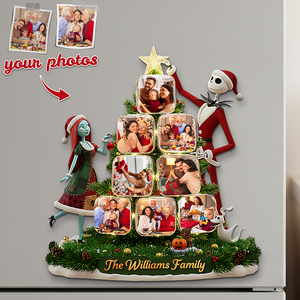 Festive Family Custom Photo Tree Fridge Magnet - Personalized Gift For Family 01PATA211125