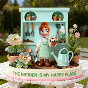 Happy Garden Acrylic Plaque - Personalized Gifts For Gardeners 05PGLU130226