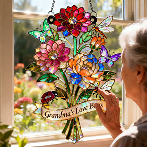 Grandma's Love Bugs Suncatcher Ornament - Personalized Mother's Day Gifts 02natn240226