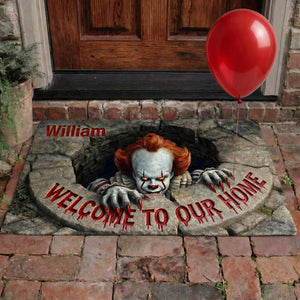 Welcome To Our Home Shaped Doormat - Personalized Gift For Horror Lovers 07TGLU280126