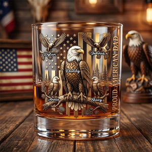 Proud Eagle Dad Round Glass - Personalized Gifts For Dad 04padh260526