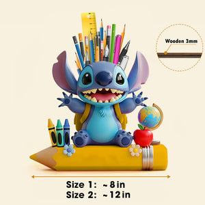 Blue Cartoon Alien Wooden Pen Holder - Personalized Gifts For Kids 02totn240725