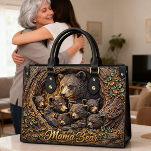 Strong Mama Bear Leather Bag - Personalized Gift For Mom 02HULU070226