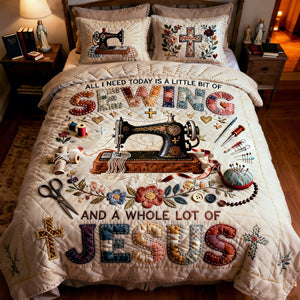 Sewing With Faith Quilt Bed Set – Christian Gift For Sewing Lovers 05PALU231225