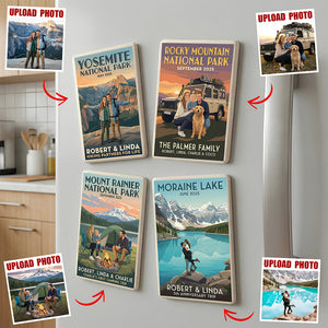 Memorable Trips Retro Fridge Magnet, Custom Photo Gifts For Camper, Hiker, Trekkers, Outdoor Enthusiasts 03qhdt241225