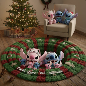 Cute Monsters Family Personalized Christmas Gifts For Family Quilted Round Mat 05tglu260925