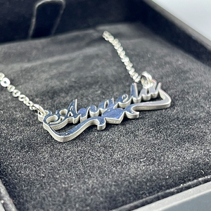 Personalized Name Necklace - Graceful Ribbon Charm 03-Homacus