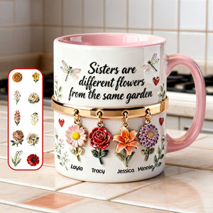 Birth Flowers Coffee Accent Mug - Personalized Gifts For Sisters 02NAMG261225