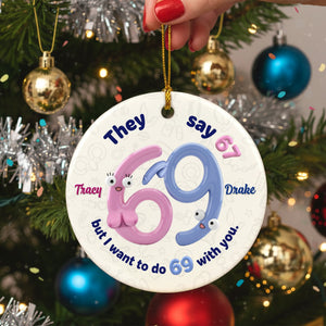 Personalized Gifts For Couple Christmas Round Ceramic Ornament 01humg191125