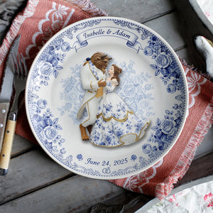 Fairytale Love Story Round Plate - Personalized Gift For Couples 07PALU131025