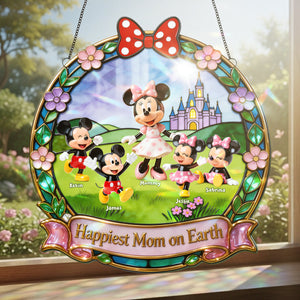 Happiest Mom On Earth Suncatcher Ornament - Personalized Gifts For Mom 01tota280226