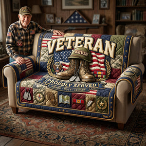 Proud Veteran Quilted Sofa Cover - Personalized Gifts For Veterans 03TYTA200626