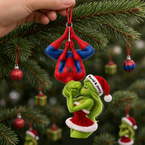 Mischievous Upside Down Kiss Couple Ornament - Personalized Christmas Gifts 05hulu231026