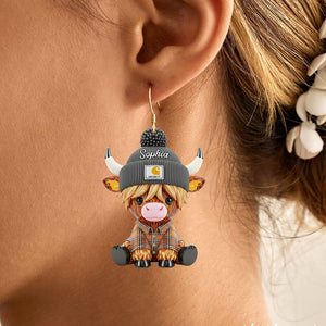 Rustic Cow Acrylic Earrings - Personalized Gifts For Highland Cow Lovers 03naqn120725