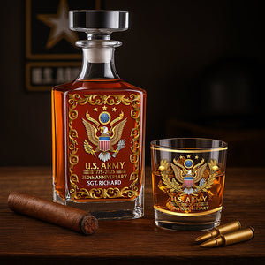 Military Commemorative Whiskey Decanter Set - Personalized Gifts For Soldiers 02naqn030725