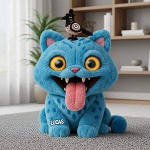 Blue Mischief Cat Shaped Pillow Personalized Gifts 03natn081125