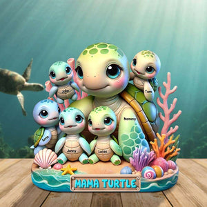 Turtle Mama Plaque - Personalized Gifts For Mom-Homacus