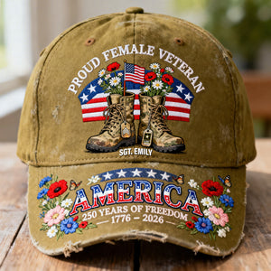 Proud American Female Veteran Classic Cap - Personalized Gifts For Veterans 04qhqn130226