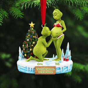 Personalized Gifts For Christmas, Couple Pregnant Couple Acrylic Ornament 01ohta300925