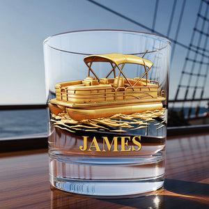 Pontoon Personalized 11oz Round Drinking Glass, Personalized Gifts For Sea Lover 01pgta230925