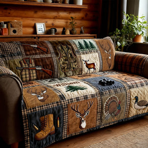 Hunting Collage Quilted Sofa Cover - Personalized Gifts For Hunters 04qhlu240126