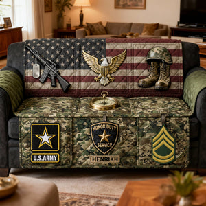 Proud Veteran Service Sofa Cover - Personalized Gift For Veteran 05KILU040226