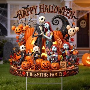 Spooky Family Happy Halloween Yard Sign - Personalized Halloween Gifts For Family 012padh050826