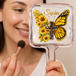Butterfly Cross Floral Handheld Mirror – Personalized Gifts For Christians 04huqn051225