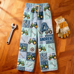 Alphabet Initial Letters Pajama Pants Personalized Gifts For Tractor Lovers 04patn160126