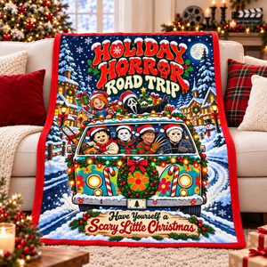 Scary Christmas Road Trip Blanket - Personalized Gifts For Horror Lovers 01ttqn151026