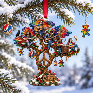 Grateful Dead Peace Tree Ornament, Personalized Gifts For Music Lovers & Hippie 04qhlu080926