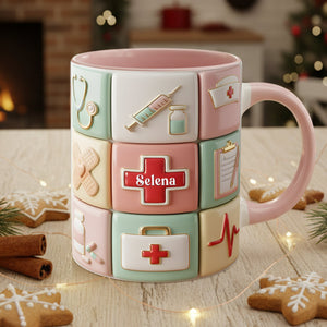Medical Patchwork Accent Mug - Personalized Gifts For Nurses 01TOLU281025