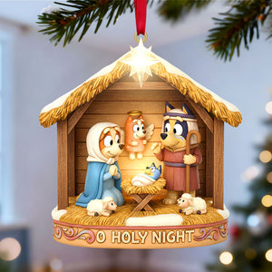 Cute Cartoon Characters Reenacting The Nativity Ornament, Christmas Gifts For Christians 02qhtn221025
