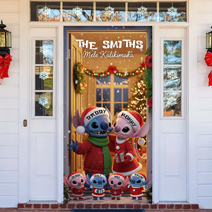 Blue Alien Family Door Cover - Personalized Gifts For Family 05PGLU061125