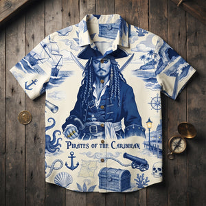 Ocean Voyager Toile De Jouy Hawaiian Shirt - Personalized Gifts 04pgdt160726