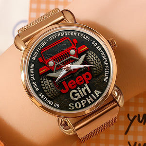 Adventure Girl Mesh Strap Quartz Watch - Personalized Gifts For Off-road Lovers 03huqn040925