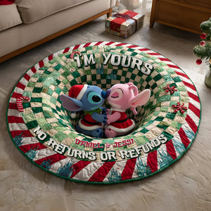 Kissing Alien Couple Round Mat - Personalized Christmas Gift For Couples 02NALU260925
