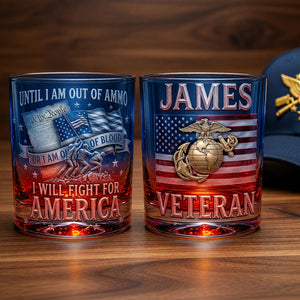 Fight For America Round Glass - Personalized Gifts For Veteran Glass 02PAQN110626