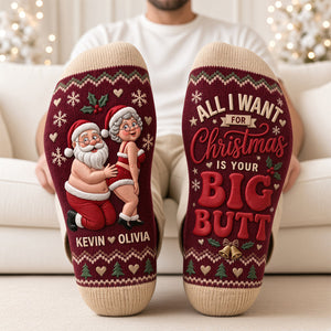 Playful Senior Couple Christmas Socks - Personalized Christmas Gifts For Couple 07todt280926