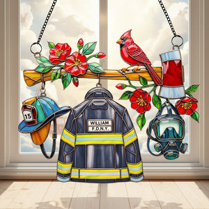 Firefighter Heaven Suncatcher Ornament Personalized Gifts For Firefighter 05OHDT040925
