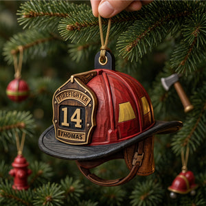 Firefighter Helmet Acrylic Ornament - Personalized Christmas Gifts For Firefighter 07pglu201026