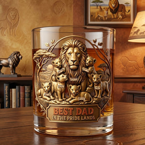 Best Dad In The Pride Lands 11oz Round Glass - Personalized Father's Day Gifts 01totn110526