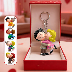 Cute Kissing Couple Acrylic Keychain - Personalized Gifts For Couples 06OHMG190126