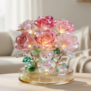 Flower Bear Mom Acrylic Plaque - Personalized Gifts For Mom 01NAMG060226