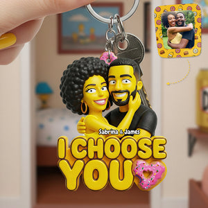 I Choose You Couple Keychain - Custom Photo Gifts For Couple Keychain 02HUTA230126