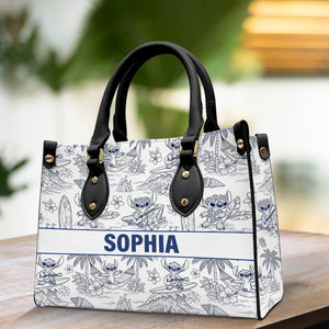 Cute Alien Monster Personalized Gifts For Movie Fans Toile De Jouy Style Leather Bag 03natn070725